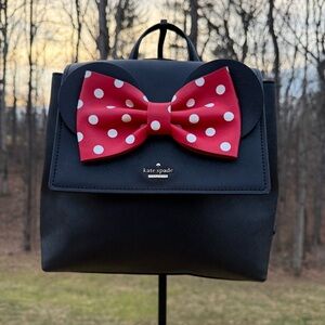 Kate Spade Minnie Mouse Black Backpack with Red Bow NWOT
